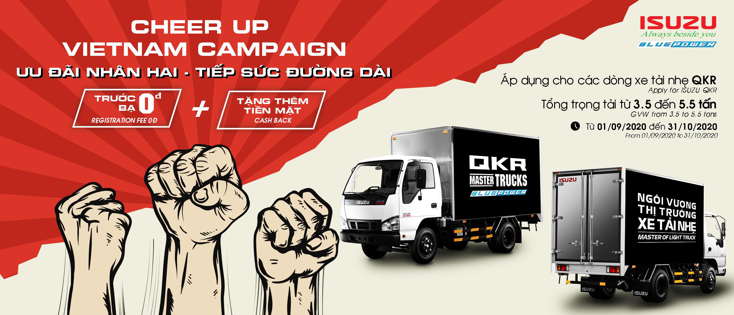 CHEER UP VIETNAM: ƯU ĐÃI NHÂN HAI – TIẾP SỨC ĐƯỜNG DÀI CÙNG ISUZU QKR